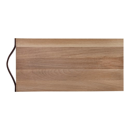 Planche avec poignée en cuir hêtre 33x16 cm - 1