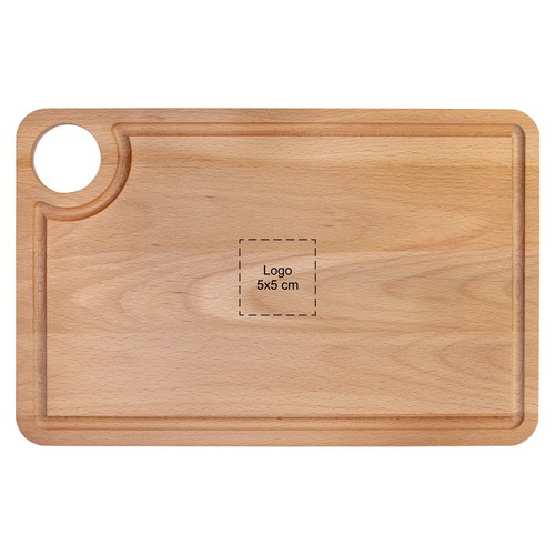 Tagliere in faggio con canaletta e foro per appendere 34x22 cm