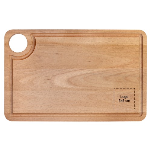 Tagliere in faggio con canaletta e foro per appendere 34x22 cm