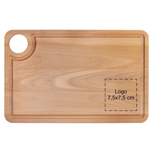 Tagliere in faggio con canaletta e foro per appendere 34x22 cm