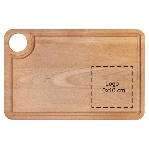 Tagliere in faggio con canaletta e foro per appendere 34x22 cm