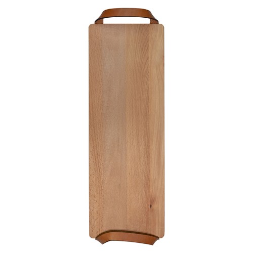 Planche avec poignées en cuir hêtre 48x17 cm - 1