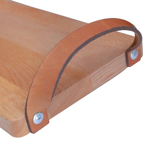 Planche avec poignées en cuir hêtre 48x17 cm - 2
