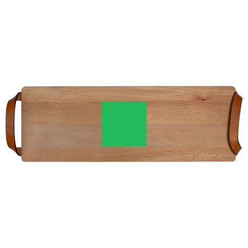 Planche avec poignées en cuir hêtre 48x17 cm - 7