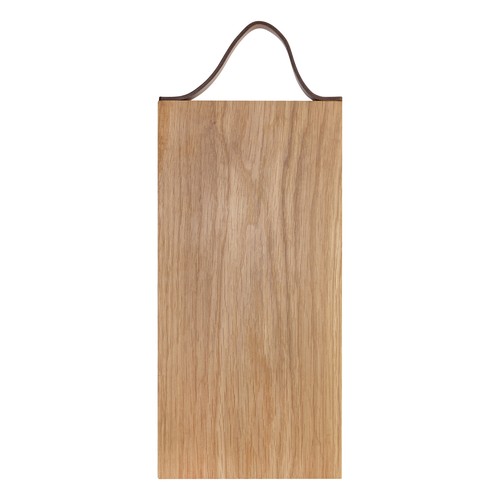 Tagliere in rovere con manico in cuoio 33x16 cm