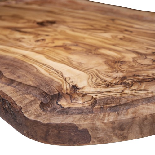 Planche ovale en bois d’olivier avec rigole env. 35x15 cm - 2