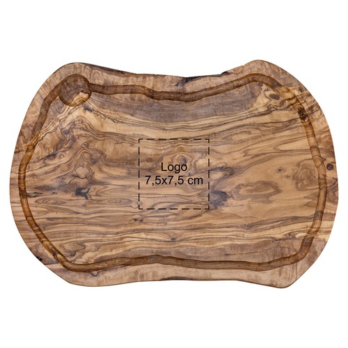 Planche ovale en bois d’olivier avec rigole env. 40x17 cm - 3