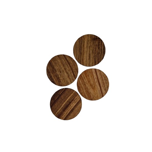 Coaster set x4 round acacia ⌀ 10x0.9 cm