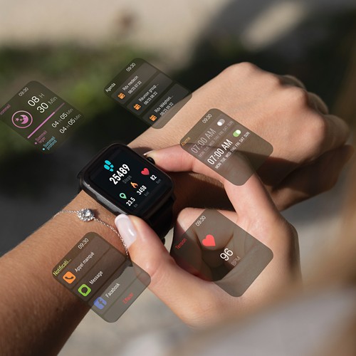 OTCHI - MONTRE CONNECTEE NOIRE AVEC UN ECRAN TACTILE 1,85"