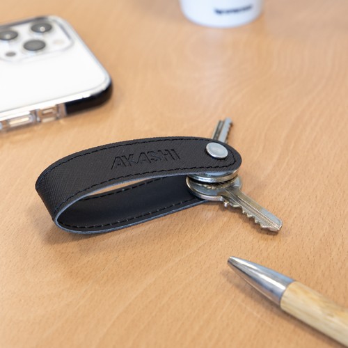 PORTE-CLE VIS EN SIMILI-CUIR NOIR GRAINE - MADE IN EUROPE - 3