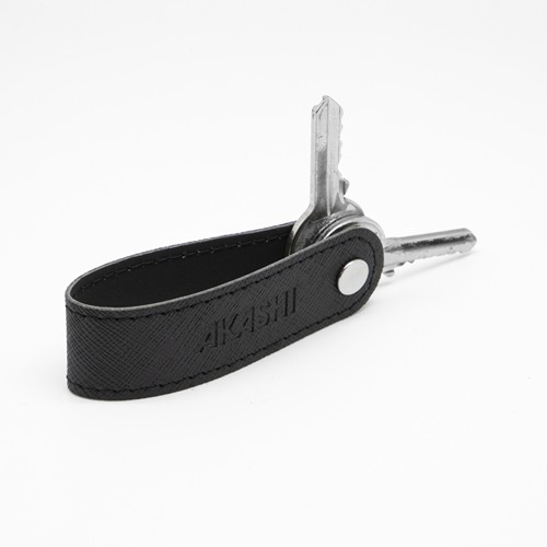 PORTE-CLE VIS EN SIMILI-CUIR NOIR GRAINE