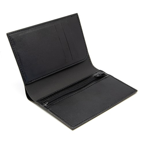 PORTEFEUILLE VERTICAL EN SIMILI-CUIR NOIR GRAINE