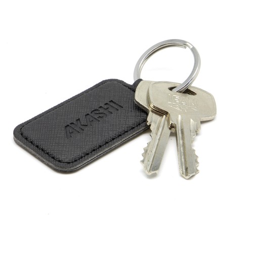 PORTE-CLE EN SIMILI-CUIR NOIR GRAINE - MADE IN EUROPE - 2