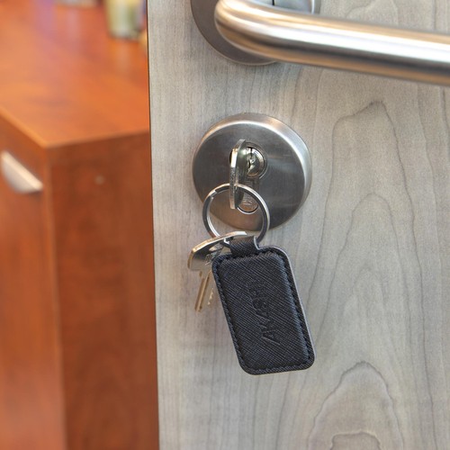 PORTE-CLE EN SIMILI-CUIR NOIR GRAINE - MADE IN EUROPE - 3