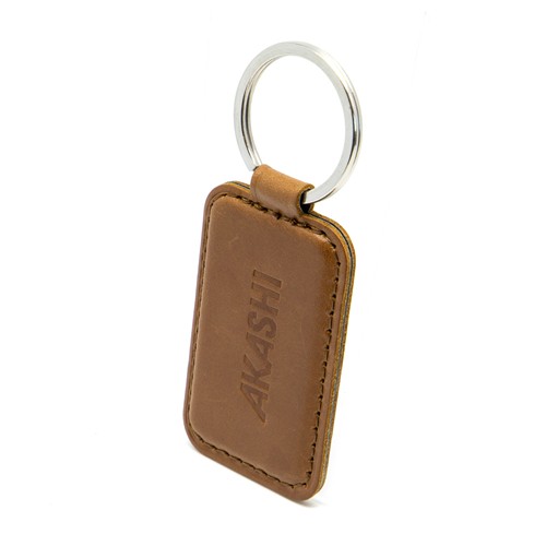 PORTE-CLE EN CUIR VERITABLE MARRON FONCE