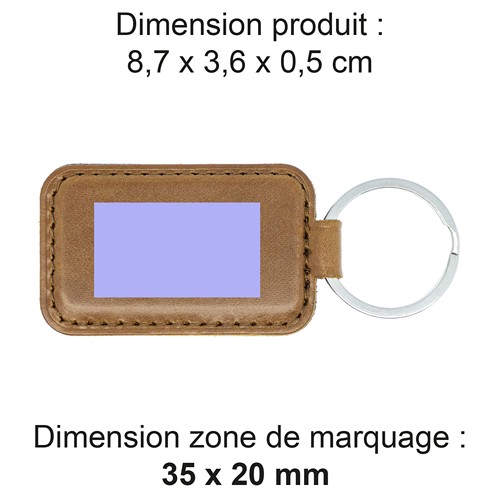 PORTE-CLE EN CUIR VERITABLE MARRON FONCE