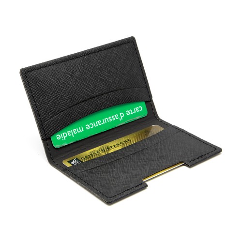 PORTE-CARTES FOLIO AVEC OU SANS ANTI-RFID EN SIMILI-CUIR NOIR GRAINE - MADE IN EUROPE - 3