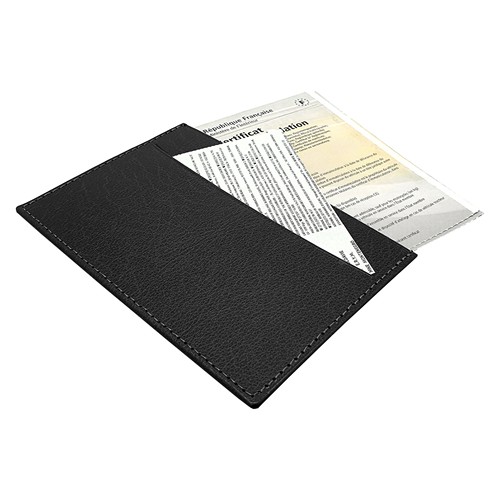 PORTE CARTE GRISE & DOCUMENTS EN SIMILI-CUIR NOIR GRAINE
