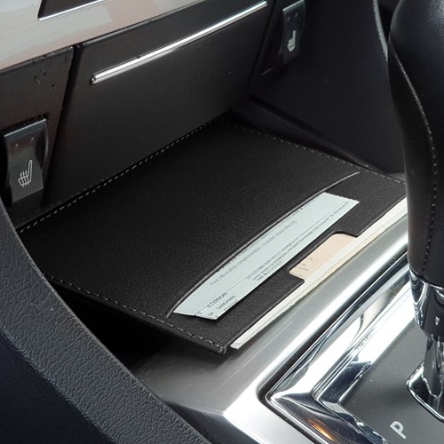 PORTE CARTE GRISE & DOCUMENTS EN SIMILI-CUIR NOIR GRAINE