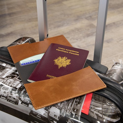 PORTE-PASSEPORT / CARTE GRISE / ASSURANCE EN CUIR VERITABLE NOIR