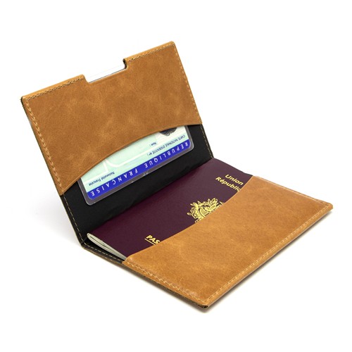 PORTE-PASSEPORT / CARTE GRISE / ASSURANCE EN CUIR VERITABLE NOIR