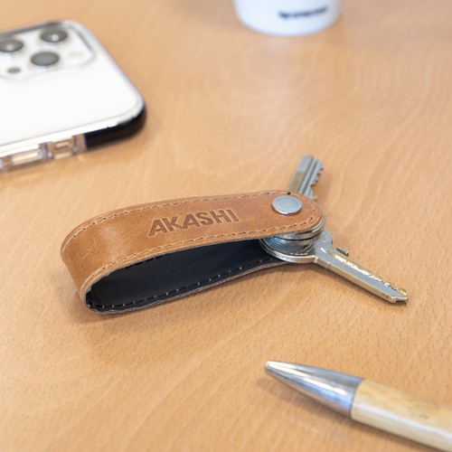 PORTE-CLE VIS EN CUIR VERITABLE MARRON CLAIR - MADE IN EUROPE - 3