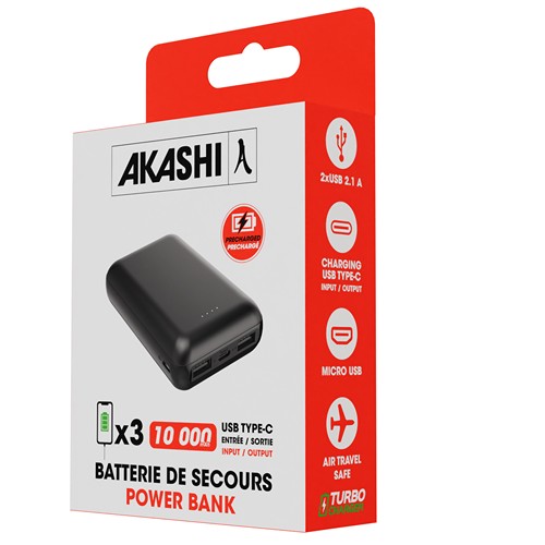 GOMU - BATTERIE DE SECOURS ULTRA COMPACTE - 10 000 MAH NOIRE