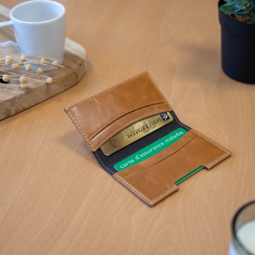 PORTE-CARTES FOLIO AVEC OU SANS ANTI-RFID EN CUIR VERITABLE MARRON FONCE - MADE IN EUROPE - 4