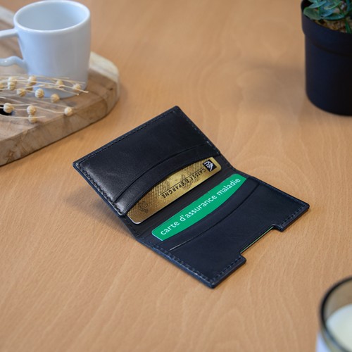 PORTE-CARTES FOLIO AVEC OU SANS ANTI-RFID  EN CUIR VERITABLE MARRON CLAIR
