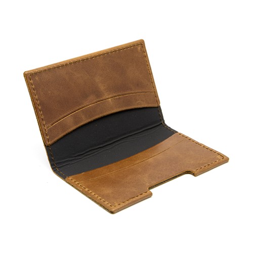 PORTE-CARTES FOLIO AVEC OU SANS ANTI-RFID  EN CUIR VERITABLE MARRON CLAIR