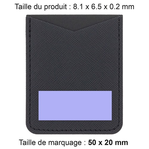 PORTE-CARTE POUR SMARTPHONE AVEC ADHESIF 3M EN SIMILI-CUIR NOIR GRAINE