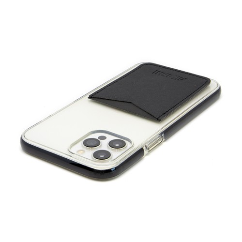 PORTE-CARTE POUR SMARTPHONE AVEC ADHESIF 3M EN SIMILI-CUIR NOIR GRAINE