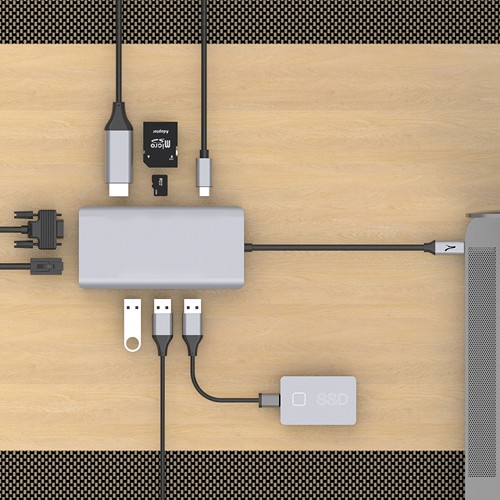 KONPYUTA - HUB 9 EN 1 - USB TYPE-C