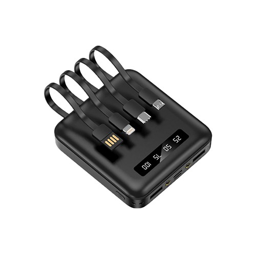 BATTERIE DE SECOURS AVEC 4 CABLES - 10 000 MAH NOIRE - 1
