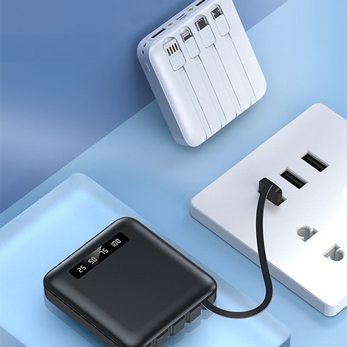 BATTERIE DE SECOURS AVEC 4 CABLES - 10 000 MAH NOIRE