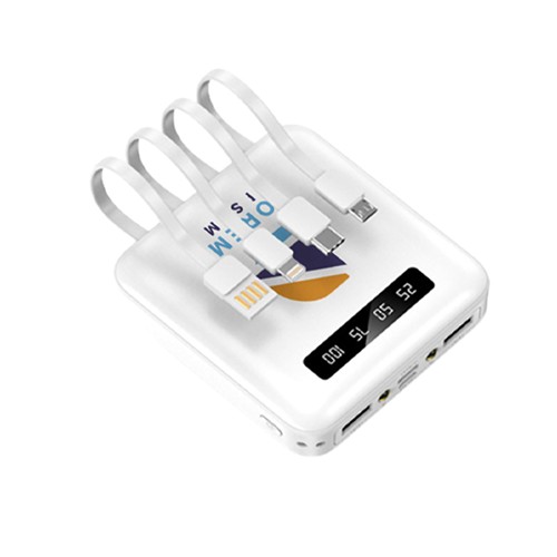 BATTERIE DE SECOURS AVEC 4 CABLES - 10 000 MAH NOIRE