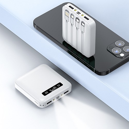BATTERIE DE SECOURS AVEC 4 CABLES - 10 000 MAH NOIRE