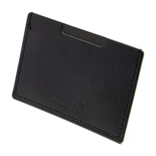 PORTE CARTE SIMPLE EN SIMILI-CUIR LISSE NOIR - MADE IN EUROPE