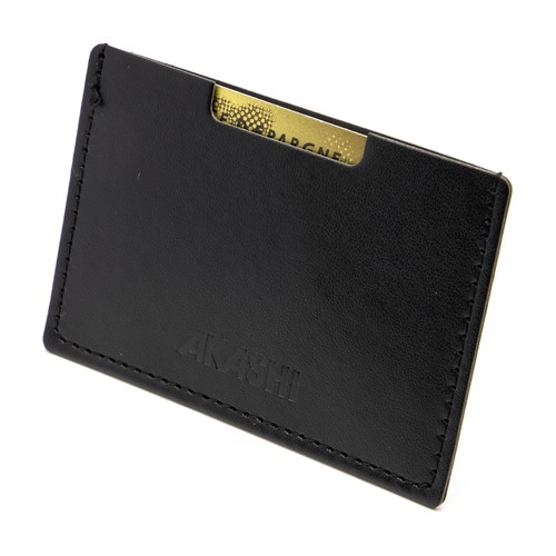 PORTE CARTE SIMPLE EN SIMILI-CUIR LISSE NOIR - MADE IN EUROPE