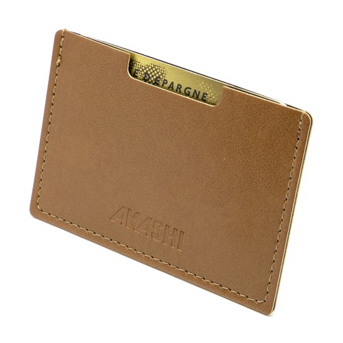 PORTE CARTE SIMPLE EN SIMILI-CUIR LISSE MARRON - MADE IN EUROPE - 2