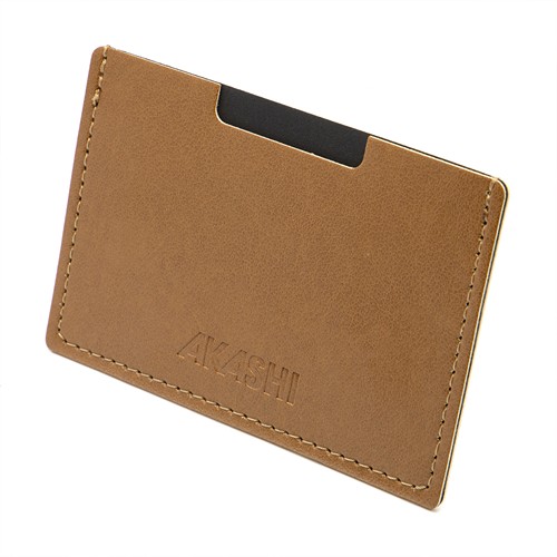 PORTE CARTE SIMPLE EN SIMILI-CUIR LISSE MARRON - 1