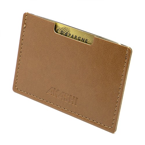 PORTE CARTE SIMPLE EN SIMILI-CUIR LISSE MARRON