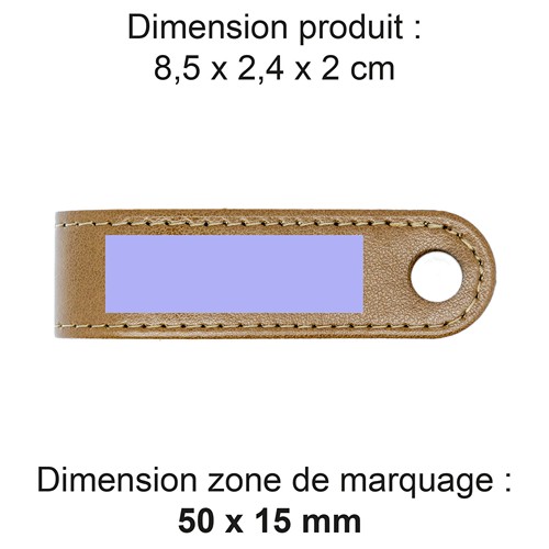 PORTE-CLE VIS EN SIMILI-CUIR LISSE MARRON
