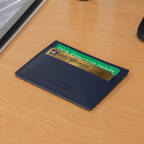 PORTE-CARTES HORIZONTAL AVEC OU SANS ANTI-RFID  CUIR RECYCLÉ GRIS