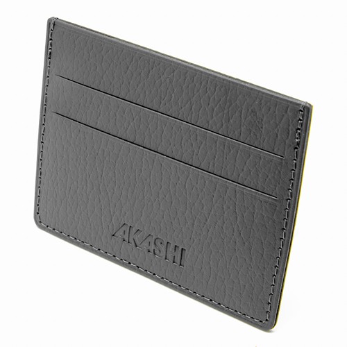 PORTE-CARTES HORIZONTAL AVEC OU SANS ANTI-RFID  CUIR RECYCLÉ GRIS