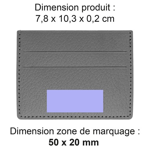 PORTE-CARTES HORIZONTAL AVEC OU SANS ANTI-RFID  CUIR RECYCLÉ GRIS