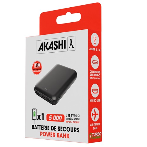 KAITO - BATTERIE DE SECOURS ULTRA COMPACTE - 5000 MAH NOIRE