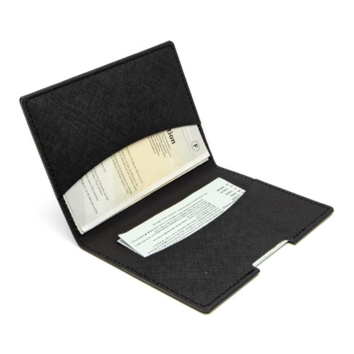 PORTE-PASSEPORT / CARTE GRISE / ASSURANCE  EN SIMILI-CUIR NOIR GRAINE