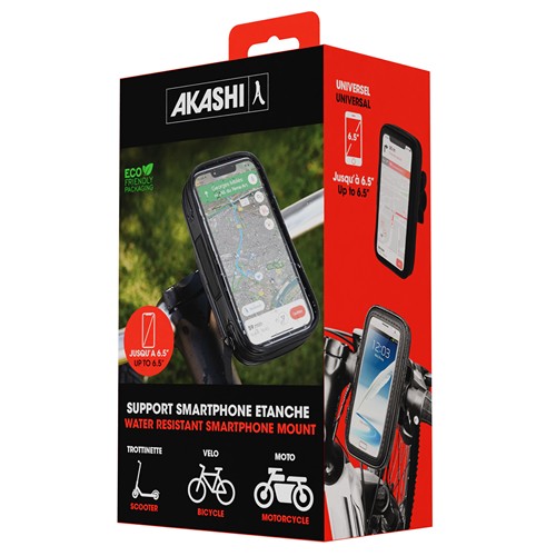AME - SUPPORT VELO/MOTO/TROTTINETTE ETANCHE POUR SMARTPHONE JUSQU’À 6,5"