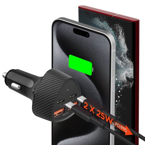 TURBO CHARGEUR ALLUME-CIGARE 37W USB-C + 2X USB-A 3.4A - 2